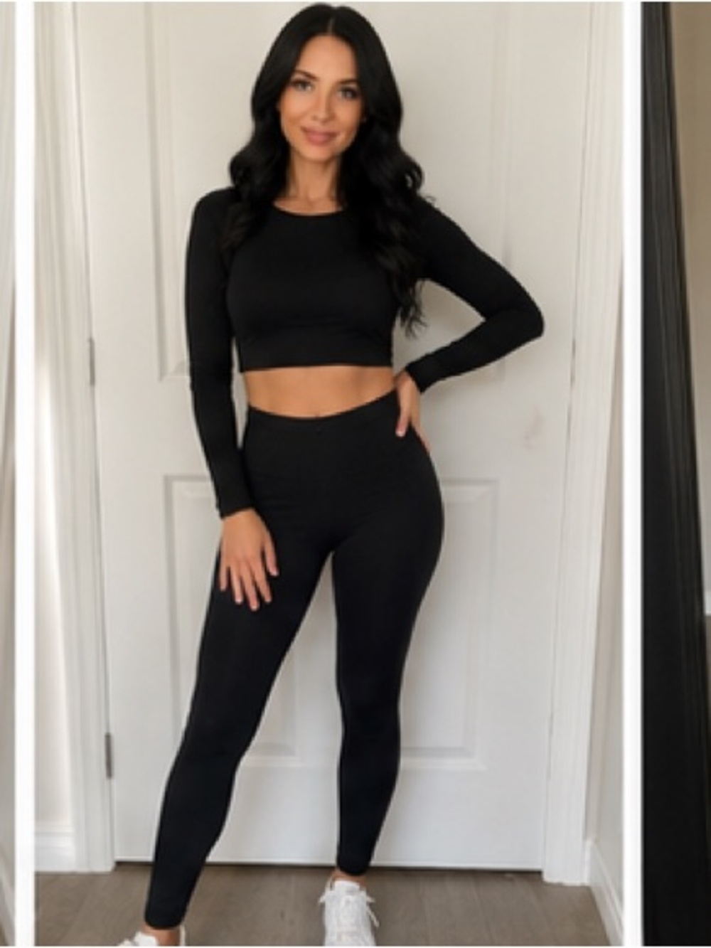 Long Sleeve Black Crop Top - Women's Casual Tee Lululemon